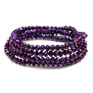 Бусы-браслет на резинке из циркона кукуруза гр.6мм сливовый хамелеон, 86см (иск.)