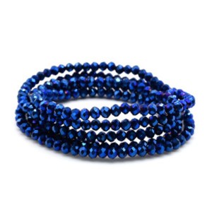 Бусы-браслет на резинке из циркона кукуруза гр.4мм ультрамарин, 84см (иск.)