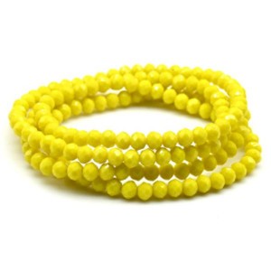 Бусы-браслет на резинке из циркона кукуруза гр.6мм желтый матовый, 86см (иск.)