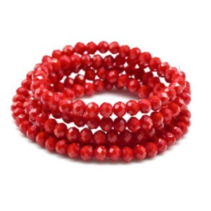 Бусы-браслет на резинке из циркона кукуруза гр.6мм алый матовый, 86см. (иск.)