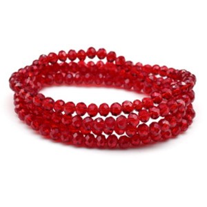 Бусы-браслет на резинке из циркона кукуруза гр.6мм красный 2, 86см (иск.)