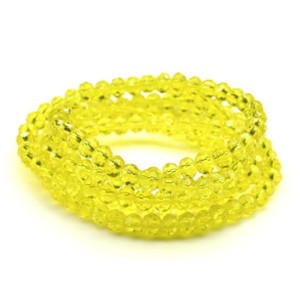 Бусы-браслет на резинке из циркона кукуруза гр.6мм желтый, 86см (иск.)
