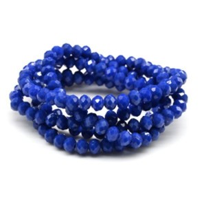 Бусы-браслет на резинке из циркона кукуруза гр.6мм тем.васильковый, 86см. (иск.)