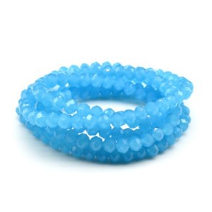 Бусы-браслет на резинке из циркона кукуруза гр.6мм голубой матовый, 86см. (иск.)