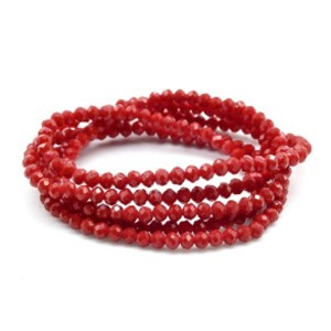 Бусы-браслет на резинке из циркона кукуруза гр.4мм алый матовый, 84см (иск.)