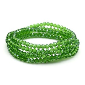 Бусы-браслет на резинке из циркона кукуруза гр.4мм зеленый хамелеон, 84см (иск.)
