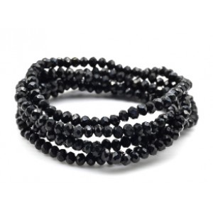 Бусы-браслет на резинке из циркона кукуруза гр.4мм черный, 84см (иск.)