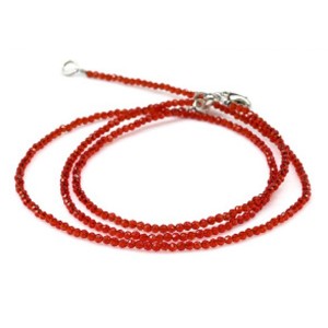 Чокер и браслет из шпинели шарик гр.2мм цвет красный, 45см; 17см (иск.)