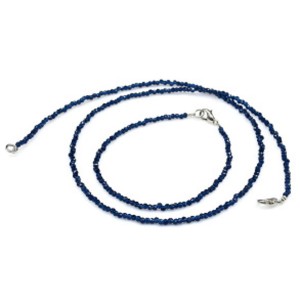 Чокер и браслет из шпинели шарик гр.2мм цвет синий, 45см; 17см (иск.)