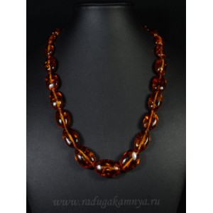 Колье из янтаря галтовка 15*20мм-20*33мм коньячный, 53см (иск.)