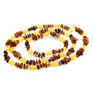 Бусы и браслет из янтаря крошка с овалом коньячный, медово-молочный, 70см