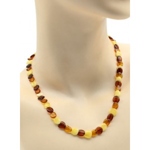 Бусы из янтаря змейка овальчики 7*9мм цвет  молочный, св.коньячный, коньячный, 46см