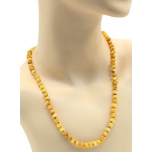 Бусы янтарные лечебные "кусанка" 6мм легкая полировка цвет молочный, 53см