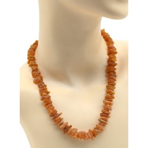 Лечебные янтарные бусы галтовка легкая полировка цвет коньячный, 48см, 29г