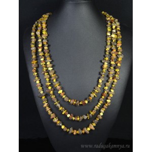 Бусы из янтаря крошка лимонный, зеленый, 205см