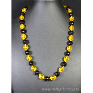 Бусы из янтаря мятый шарик 11мм лимонный, кофейный, 54см (иск.)