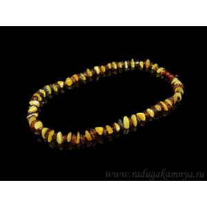 Бусы янтарные крошка медово-молочный, коньячный, 50см.