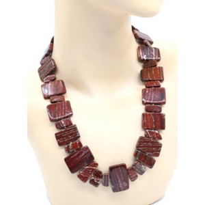 Колье из Яшмы красной "Парус", 61см, 121г