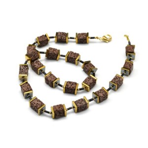 Бусы из лавы тонированной кубик 11мм цвет шоколадный, 50см