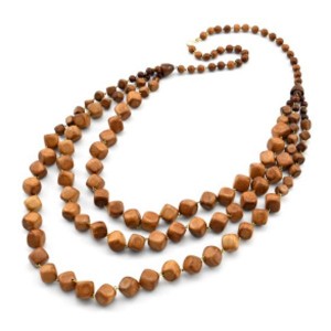 Украшения из дерева - Колье 3 нити кубик, 67см (иск.)