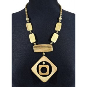 Бусы из дерева с подвеской Данко, 60см (иск.)