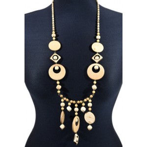 Бусы из дерева с подвеской Касабланка, 83см (иск.)