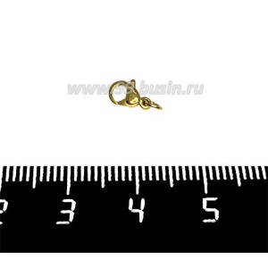 Карабин 9*5 мм нержавеющая сталь с колечком, цвет золото, 1 штука