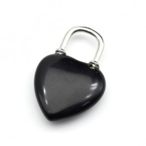 Кулон на шею женская Замок - Сердце 20*31мм с агатом черным.