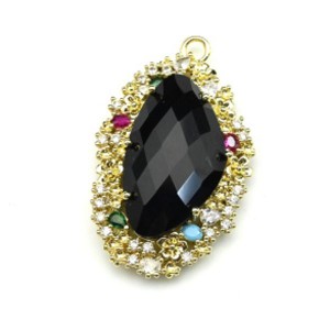 Кулон "Грация" с агатом (имитация) 30*45мм, золотистый (иск.)