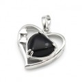 Кулон в виде сердца 27*29мм с агатом черным