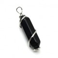 Кулон кристалл 17*60мм с агатом черным