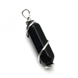 Кулон кристалл 17*60мм с агатом черным