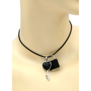 Кулон Ключ - Замок для влюбленных 17*36мм, 20*26мм с агатом черным