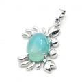 Кулон с агатом тонированным "Краб" 22*34мм в металле цвет голубой Кулон с агатом тонированным "Краб" 22*34мм в металле цвет голубой