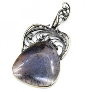 Кулон агат моховой 38*58мм.