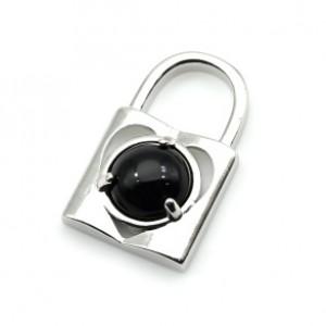 Кулон Замок 16*26мм с агатом черным в металле
