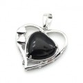 Кулон Сердце 27*27мм с агатом черным Кулон Сердце 27*27мм с агатом черным