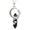 Кулон кристалл Месяц 23*40мм с агатом черным
