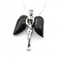 Кулон Ангел 23*34мм с агатом черным (иск.)