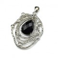 Кулон с камнем агат (имитация) паутинка 31*40мм, серебристый (иск.)