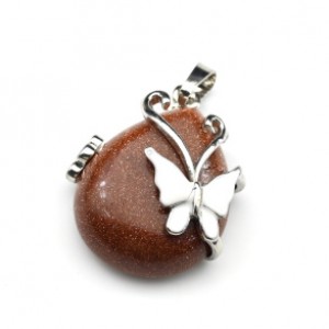 Кулон Капля 24*26мм с авантюрином (иск.) Кулон Капля 24*26мм с авантюрином (иск.)