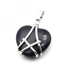 Кулон в форме сердца 20*25мм с авантюрином синим (иск.)