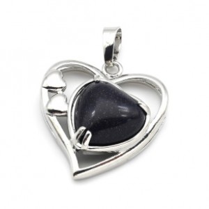 Кулон в виде сердца 27*29мм с авантюрином синим (иск.)