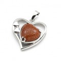 Кулон в виде сердца 27*29мм с авантюрином (иск.)