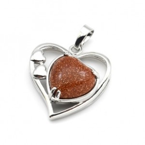 Кулон в виде сердца 27*29мм с авантюрином (иск.)