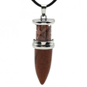 Кулон из авантюрина " Пуля " с крошкой 17*50мм. (иск.)