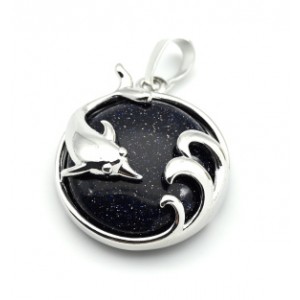 Кулон Дельфин 24*26мм с авантюрином синим (иск.)