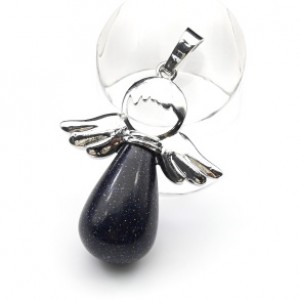 Кулон Ангелочек 27*34мм с авантюрином синим (иск.) Кулон Ангелочек 27*34мм с авантюрином синим (иск.)