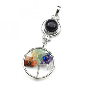 Кулон Древо Жизни 28*65мм с авантюрином синим (иск.)