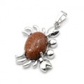 Кулон с авантюрином "Краб" 22*34мм в металле (иск.)
